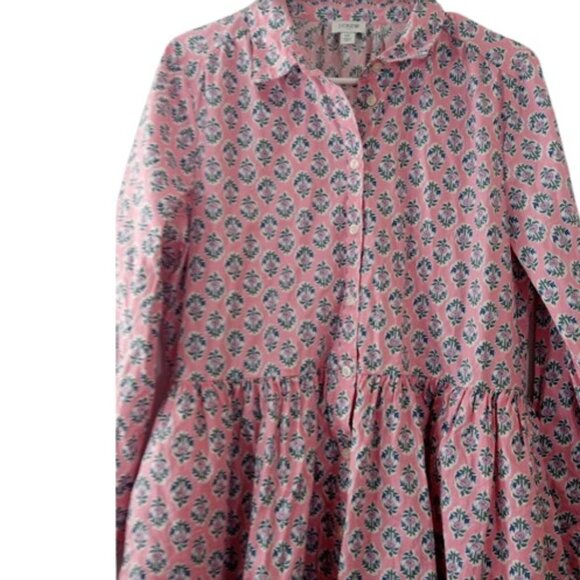 J. Crew Womens Collared Mini Shirt Dress Pink Floral Printed Poplin 12 - Picture 2 of 3